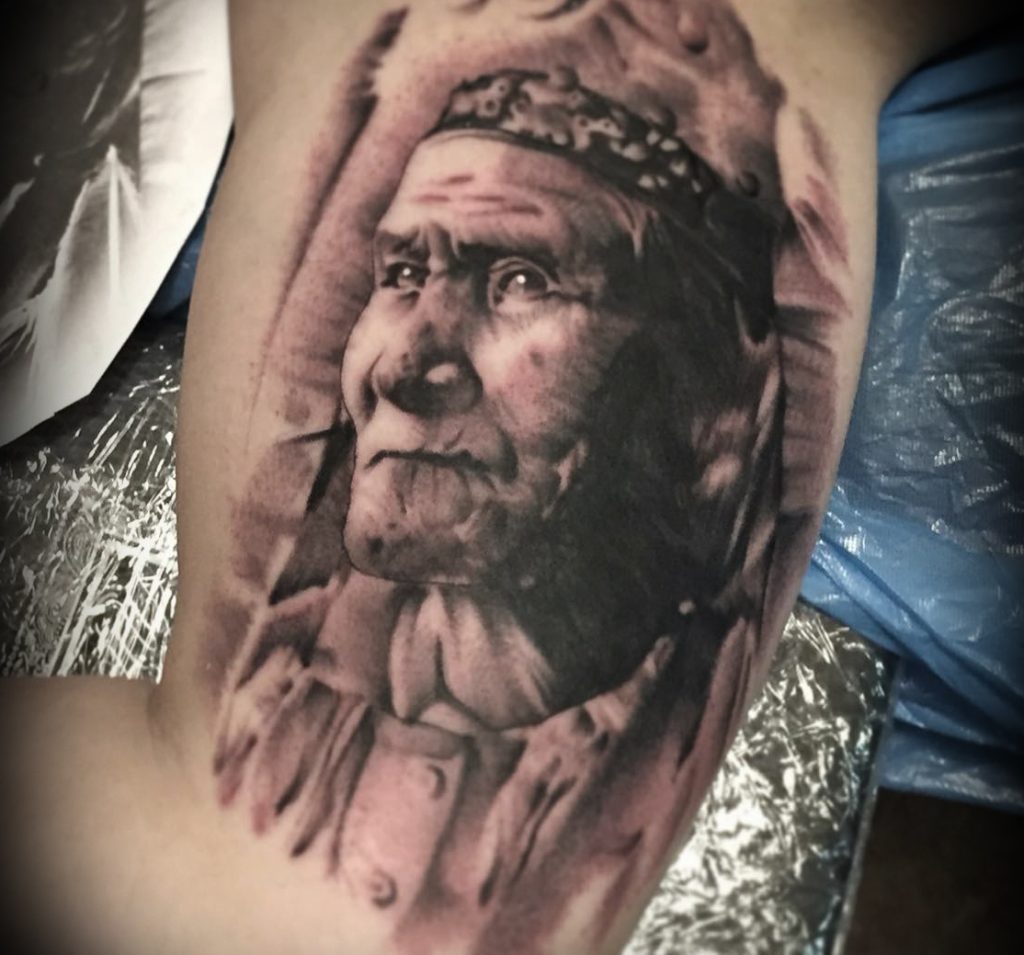 Native American Geronimo Tattoo Portrait